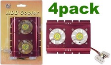 Lot=4 Dual/2/Two Fan IDE/SATA/SCSI/PATA HD/Hard Disk Drive Cooler/Heatsink {RED picture