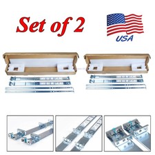 Dell PowerEdge R320/R420/R620/R630/R740 1U Static Rail Kit 053D7M 53D7M -2 Pack picture