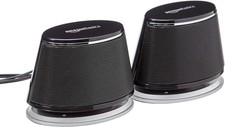 Amazon Basics USB Plug-n-Play Computer Speakers for PC or Laptop, Black - Setof2 picture