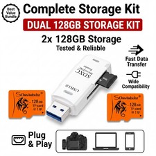 SomnAmbulist 2x 128GB MicroSDXC Memory Card USB 3.0 Reader Bundle Class 10 picture