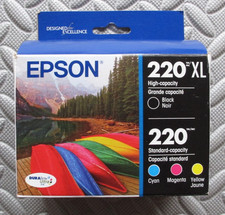 Epson 220 Genuine Ink Cartridge XL Black and Standard Color Combo Pack exp 2028 picture