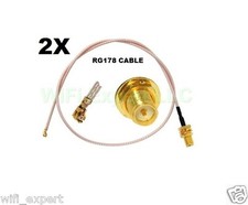 2X U.FL RG178 Mini PCI to RP-SMA Pigtail Antenna WiFi Cable 20 Inches (50cm) USA picture