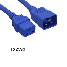 KNTK Blue 10ft AC Power Cord IEC-60320 C19 to C20 12 AWG 20A 250V SJT Cable picture