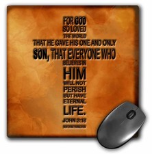 3dRose John 3:16 Bible Verse 8x8in Mouse Pad Copper Background Religious picture