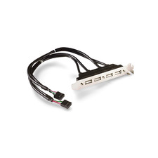 1ft Dual 9Pin Motherboard Header Quad 4 USB 2.0 Female Port Cable Rear Bracket picture