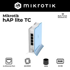 Mikrotik RB941-2nD-TC hAP Lite 32MB 4 X 10/100 2.4Ghz 802.11b/g/n 2x2 OSL4 picture