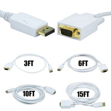 3 6 10 15FT DisplayPort Male to VGA Male Adapter Monitor Cable 28AWG Gold Plated picture