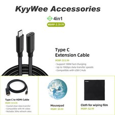 4in1 Type C Extension Cable HDMI Mousepad Clean Cloth 100W fast charging USB C picture