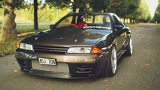 Cars roads tuning tuned nissan skyline r32 gt r stance Desk Mat Stitched picture