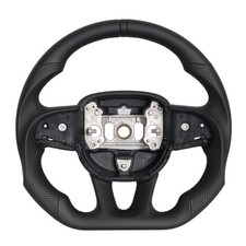 Full Leather Steering Wheel, D-shaped Perfoated Leather Grip Steering Wheel F... picture
