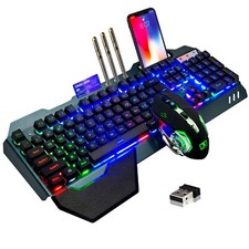 Wireless gaming Keyboard and Mouse,Rainbow Backlit Rechargeable Keyboard Mous... picture