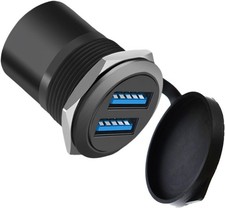 Dual USB 3.0 Panel Mount Adapter - Threaded round Connector with Waterproof Dust picture