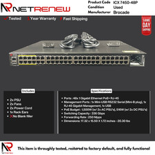 Brocade ICX7450-48P 48-Port  Gigabit Switch 1500W PoE+ picture