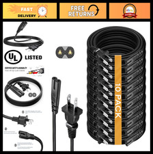 10-Pack 3ft AC Power Cord 2 Prong for TV, PS5, PS4, Xbox, Speaker - C7 Replaceme picture