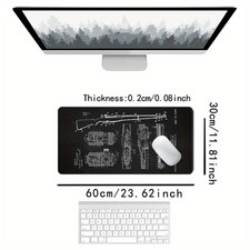 1pc Vintage Industrial Blueprint Schematic Gaming Mouse Pad - XXL Large Extend picture