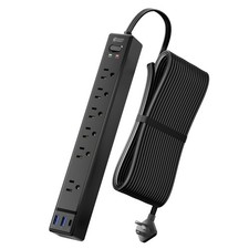 20Ft Long Extension Cord, SUPERDANNY Flat Plug Surge Protector Power Strip picture