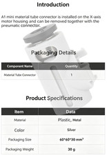 PTFE Tube Connector for A1 / A1 Mini 3D Printer - Quick Connect Coupling, Sec... picture