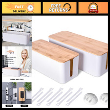 2-Pack Wooden Cable Management Box, Cord Organizer & Hideaway Storage Solution picture