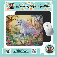 Mouse Pad Unicorn Castle Forest Flowers Fairytale Anti Slip Back Easy Clean picture