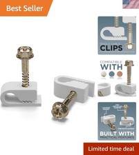 Single Cable Clips with Screws - 1/4 Inch Coaxial Cable Clamps Outdoor - Exte... picture