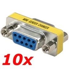 10 Pack DB9 D-SUB 9-Pin RS232 Serial Female Gender Changer Coupler Adapter Gold picture