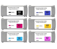 Full Pack A Set 6 Colors for HP 83 Reman ink cartridge For DesignJet 5000 5500 picture