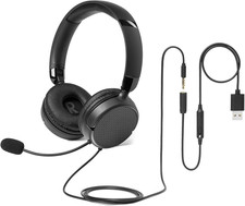 on Ear Wired Computer Headset with Adjustable Microphone, 3.5Mm Port or In-Line picture