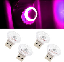 4PCS Mini USB LED Car Interior Atmosphere Lamp for Decor, Pink Purple picture