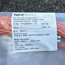 Tyco Electronics 1754561-3 LC-LC Duplex MM50 Riser Fiber Optic Cable 10m Orange picture