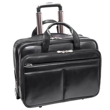McKlein 87855 Bowery Leather Wheeled Non - Detachable Laptop Briefcase - Black picture