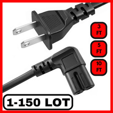 AC 2 Prong Power Cord L-shaped Angled TV Replacement Power Cable Figure 8 Lot picture