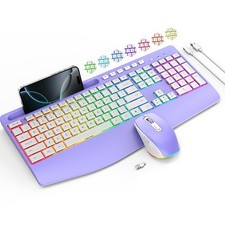 Wireless Keyboard and Mouse Combo- VEILZOR 2.4G Rechargeable Keyboard with Phone picture