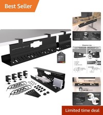 Modern Under Desk Cord Organizer - Easy Install, Strong Steel, 2-Piece Black Set picture