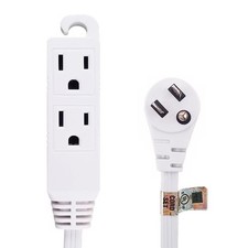 20 Pack of 6Ft 16/3 Grounded 3-Outlet Flat Angle Power Extension Cord White picture