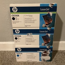 3 Pack GENUINE HP CE250X CE250A CE251A Toner Cartridge - NEW FACTORY SEALED picture