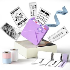 Phomemo M02S Mini Thermal Printer 300DPI Portable Label Maker with 6 Rolls picture