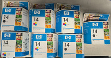 Lot 7 GENUINE NEW HP 14 Black C9330FN & Tri-Color Ink Cartridges C5011D C5010D picture