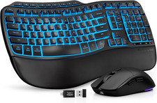 Ergonomic Wireless Keyboard and Mouse Combo, Rechargeable 4000Mah Backlit Keyboa picture