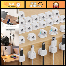 24 Pack Magnetic Cable Clip Organizer - Adhesive Cord Holder for USB & Phone Cab picture