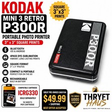 Kodak Mini 3 Retro P300R Portable 3x3 Photo Printer Bluetooth Black Tested picture