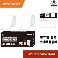 Adhesive Thermal Labels For Phomemo M110 M220 40x30mm White 2 Rolls 480 Pcs picture