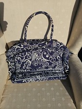 👍🏽 💵  Vera Bradley, Navy Blue& White  Bag-Handles/Shoulder Bag-New Laptop Bag picture