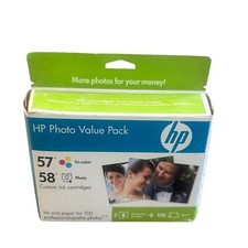HP Photo Value Pack Tricolor Ink Black Ink 100 Photo Paper Sheets Laser NEW NIB picture