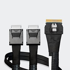 Icy Dock SlimSAS 8i SFF-8654 to 2x OCuLink 4i SFF-8611 Cable - 0.5M (mb206l-b) picture