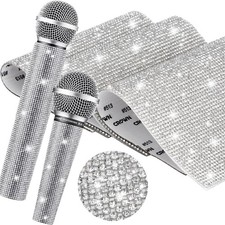 Remuuly 3 Pcs DIY Rhinestone Microphone Handle Cover Protector Bling Stickers Rh picture