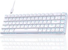 TMKB T68SE 60% Mechanical Gaming Keyboard 68 Keys Blue Switch LED PC White picture