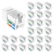 VCE UL Listed Cat6 Keystone Jacks 10Gbps 25-Pack, White Quantity 25, picture