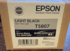 2017 GENUINE EPSON T5807 LIGHT BLACK INK STYLUS PRO 3800 3880 80ml FACTORY SEAL picture