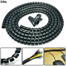 5x 1.5m 30mm Black Spiral Wrapping Bands Cable Tidy Management Organizer Tube picture
