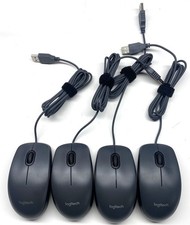 4 Pack Lot Genuine OEM Logitech Wired USB Optical PC Mouse 3 Button M100 Gray  picture